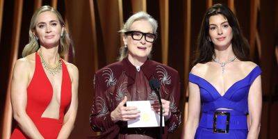 Anne Hathaway & Emily Blunt Poke Fun at Meryl Streep During 'Devil Wears Prada' Reunion at SAG Awards 2024 - www.justjared.com