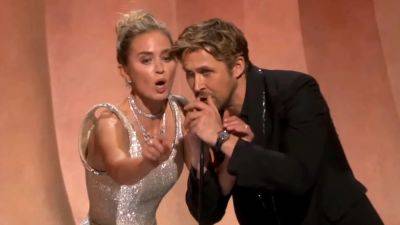 Barbenheimer: Emily Blunt & Ryan Gosling Squash Rivalry After One Last Ribbing At Oscars - deadline.com