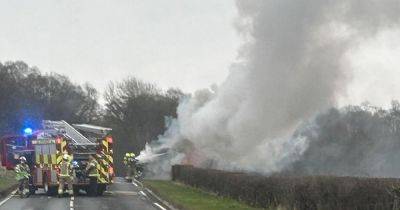 Van bursts into flames during rush hour on Scots road as fire crews race to scene - www.dailyrecord.co.uk - Scotland