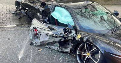Ferrari worth £250,000 wrecked in crash on 20mph road as shocking photos show aftermath - www.dailyrecord.co.uk