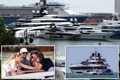 David and Victoria Beckham cuddle up before boarding lavish $20 million yacht in Miami - nypost.com - Britain - Miami - Italy