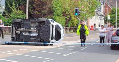 Driver escapes serious injury after van flips over during a crash - www.manchestereveningnews.co.uk - Manchester