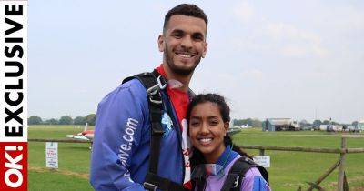 Love Island's Kai Fagan and Sanam Harrinanan skydive to raise money for charity – after getting engaged - www.ok.co.uk - Britain - county Kent - city Sanam