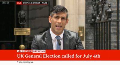 Rishi Sunak’s Election Speech Drowned Out By Pouring British Rain & Protester Blasting D:Ream’s ‘Things Can Only Get Better’ - deadline.com - Britain - city Westminster