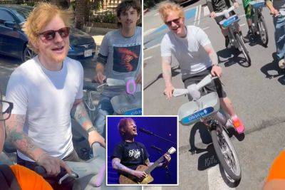 Ed Sheeran belts ‘Thinking Out Loud’ while riding Citi Bike through Brooklyn ahead of ‘X’ anniversary concert - nypost.com