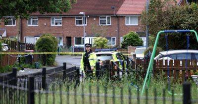 Crime scene in place on street after gun shots are blasted at house - www.manchestereveningnews.co.uk - Manchester