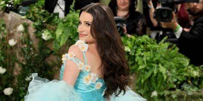 Pregnant Lea Michele is Radiant in Turquoise With a Waterfall Train at Met Gala 2024 - www.justjared.com - New York
