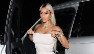 Kim Kardashian Wears Skintight Skims Dress for Late Night at the Office - www.justjared.com - New York - USA - New Jersey