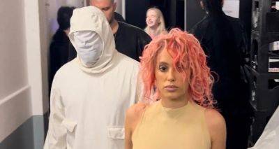 Kanye West Goes Completely Covered Up as Wife Bianca Censori Sports Pink Hair for Prototype Fashion Show in Paris - www.justjared.com - France