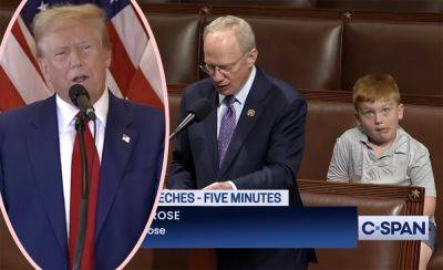 Watch Congressman Try To Seriously Defend Donald Trump -- While His 6-Year-Old Makes Funny Faces The Whole Time! - perezhilton.com