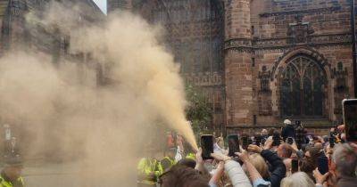 Duke of Westminster's wedding targeted by Just Stop Oil with well-wishers left screaming as bride hurried away - www.ok.co.uk - Britain - county Chester